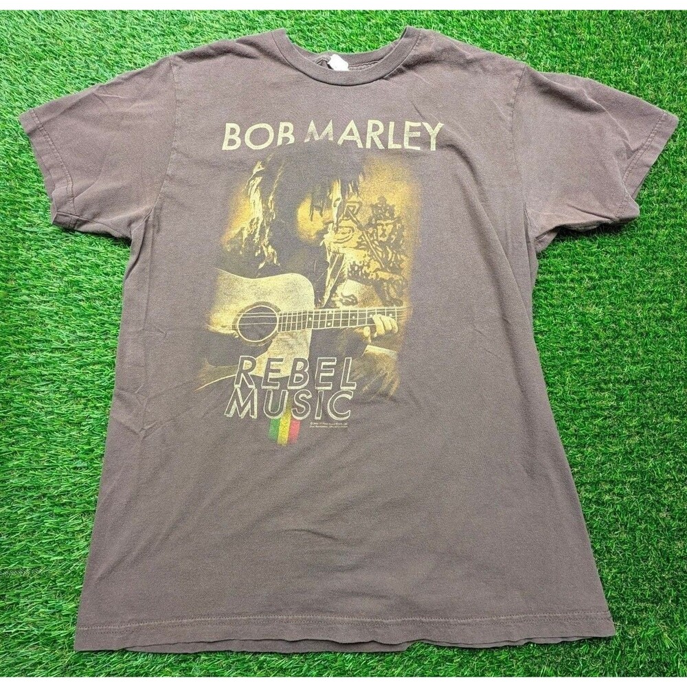 Bob Marley Rebel Music Graphic T-Shirt brown size Large